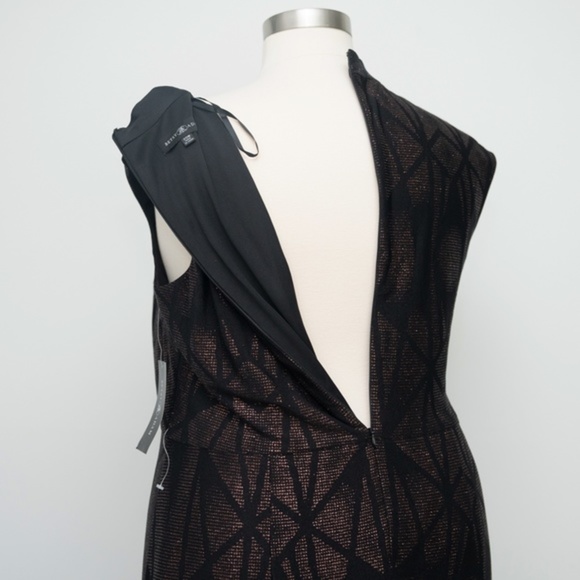 BETSY & ADAM. Long Cap Sleeve Glitter Ombre Dress - Picture 11 of 15